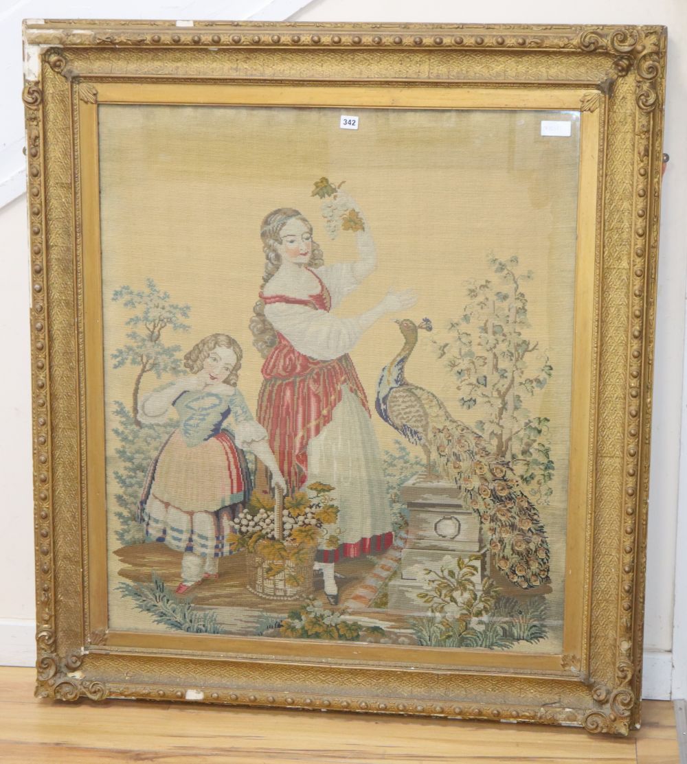 A large Berlin tapestry, 19th century, 99 x 86cm excluding frame